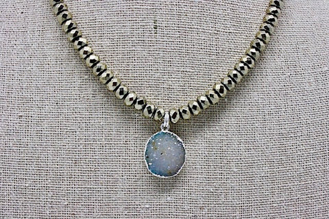 Pyrite Choker with Brazilan Agate Pendant