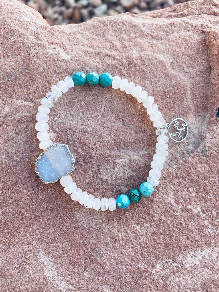 Druzy agate- Moonstone- Turquoise