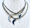 Crescent moon choker PYRITE and BRAZILIAN AGATE CRESCENT MOON CHOKERS