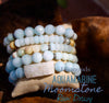 Aquamarine + Blk Amazonite + Raw Druzy Bracelet