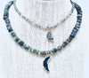 Crescent Moon Choker Labradorite and Druzy Agate Choker
