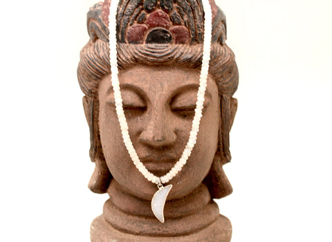 Moonstone Choker with Brazilian Agate Crescent Moon