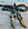 TURQUOISE +LAVA + BONE and TIBETAN BRASS HORN