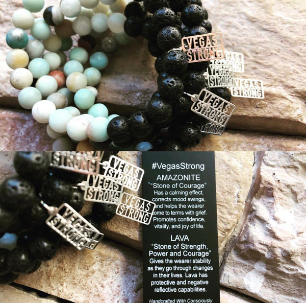 Amazonite and Lava VegasStrong bracelets