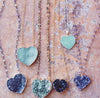 Brazilian Agate Druzy Heart Necklaces