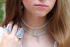 Moonstone Choker with Brazilian Agate Crescent Moon