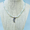 Aquamarine and Moonstone Crescent Druzy Moon choker