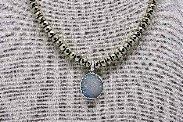 Pyrite Choker with Brazilan Agate Pendant
