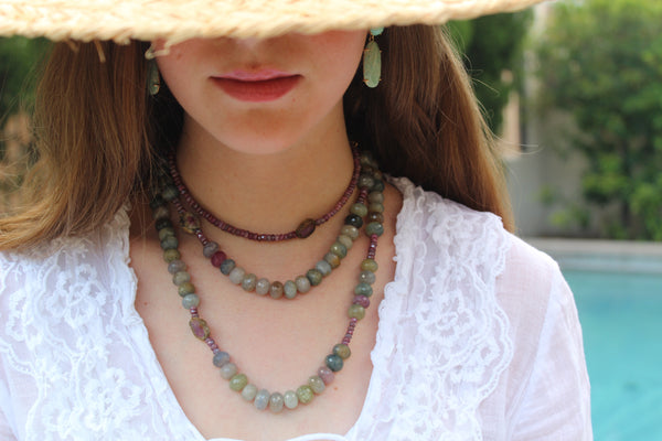 Ruby Choker and Water Tourmaline Center Stone Choker