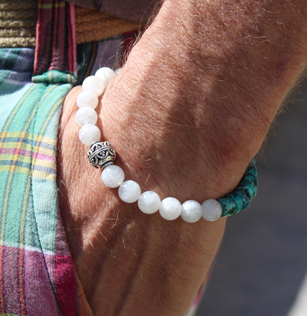 MOONSTONE + TURQUOISE +STERLING SILVER