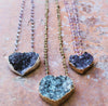 Brazilian Agate Druzy Heart Necklaces