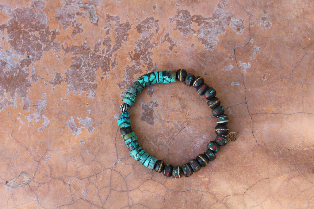 Turquoise + Ox Bone + Sterling Silver