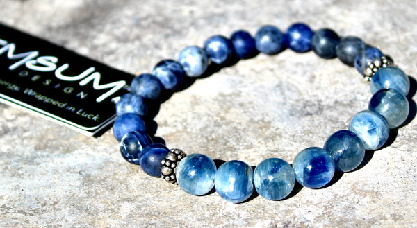 Kyanite + Lapis Lazuli + Sterling Silver Men’s Bracelet