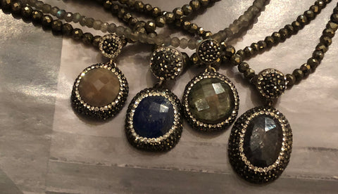 Pyrite, Lapis Lazuli and sterling Choker