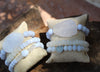Chalcedony + Crystal Quartz + Hand carved Buddha Bracelet