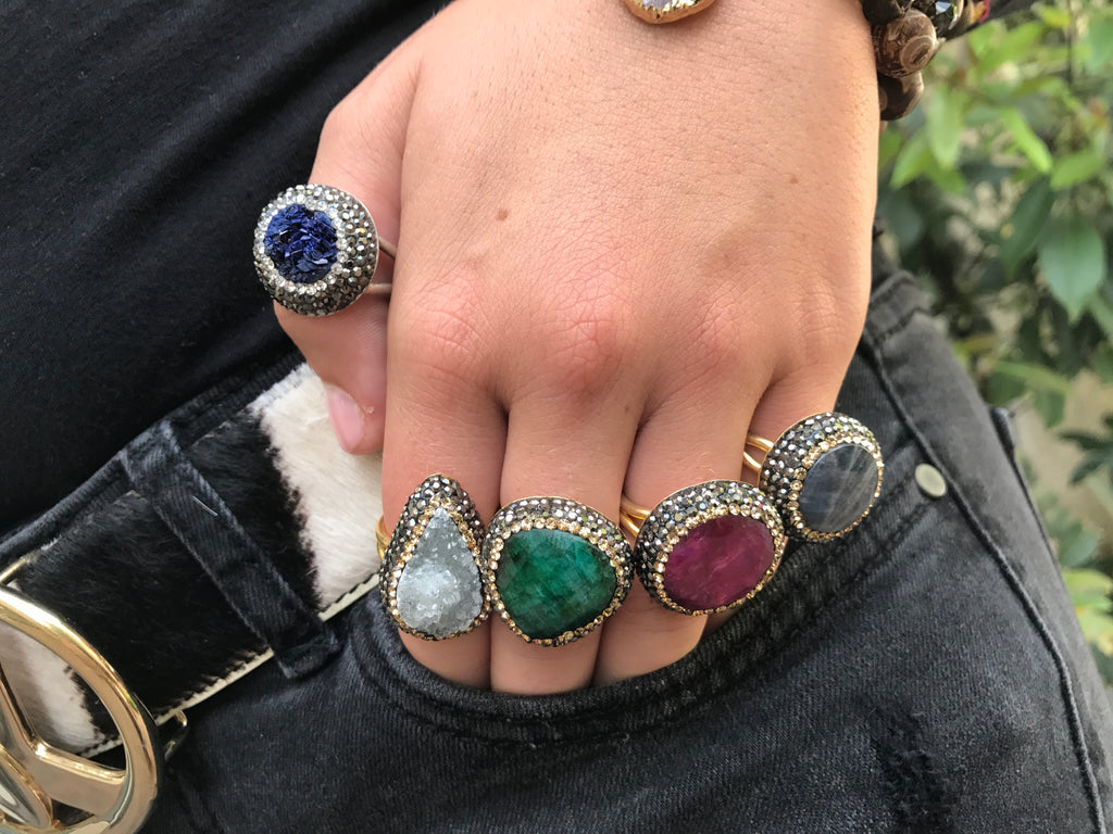 Gemstone and sterling silver rings