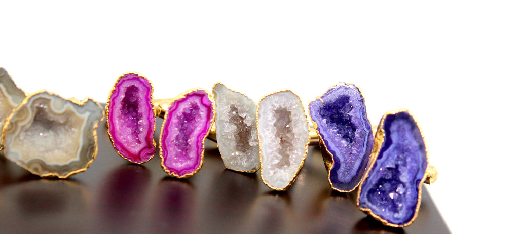 Cufflinks  Colorful Agate Geode Crystals