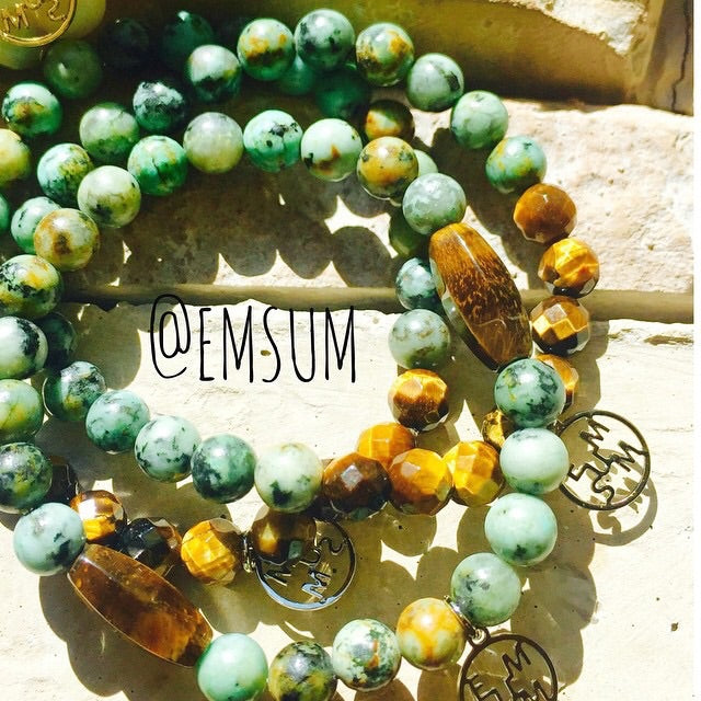 Power to Protect Gemstone Bracelet with African Turquoise and Shungite  beads | Manipura Malas