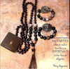 Riverstone and Lava Gemstone Mala with white horse hair